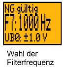 Bild Display UMV208 Wahl der Filterfrequenz